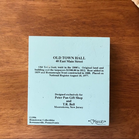 Moorestown NJ Old Town Hall Hometown Collectible - Picture 2 of 2